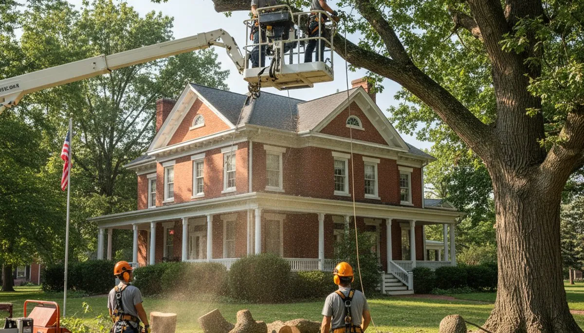 Tree service crew in Olathe, KS handling professional tree removal for a local property