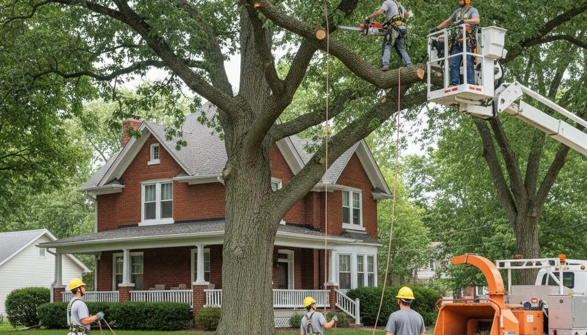 Tree service crew trimming trees in Olathe, KS