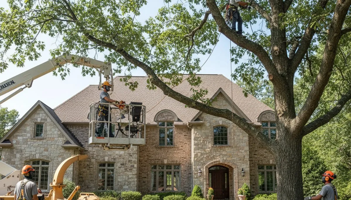 Tree service crew in Olathe, KS providing professional tree removal and trimming work