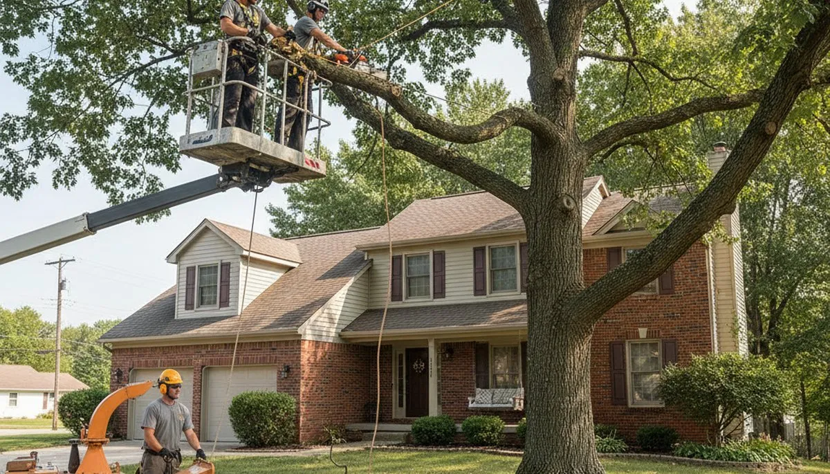 Tree service crew in Olathe, KS providing professional tree removal and trimming services